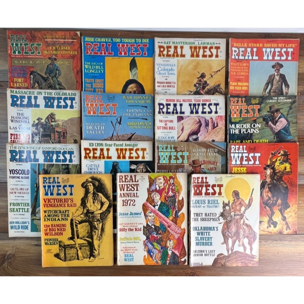 Lot of 15 Vintage Real West Magazines 1969-1972 Annual Earp Jesse James